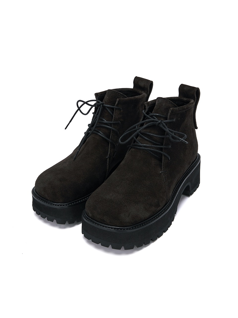 LACE-UP ANKLE BOOTS_dark brown suede