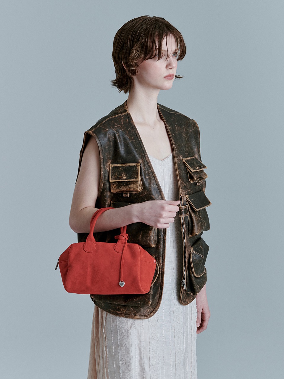 SOFT BOWLING BAG_red suede